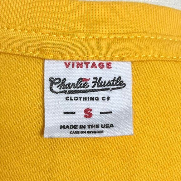 Charlie Hustle Iowa State T-Shirt Yellow Fitted Ladies Sz Small ISU Cyclones New - Picture 3 of 5